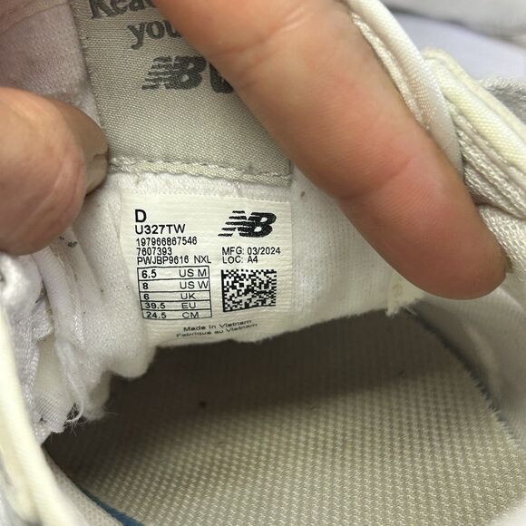 New Balance FIGS 327 Sneakers White U327TW Low Top Shoes Men 6.5 Women 8